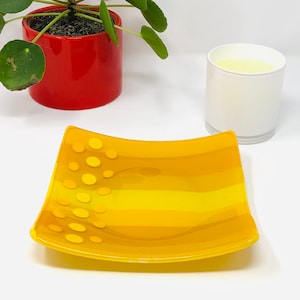 Yellow Fused Glass Sushi Plate