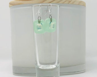 Sea Green Fused Glass Earrings