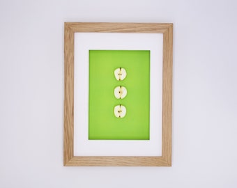 Miniature apples in real wood frame // Unique