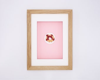 Miniature waffles with cherries in a real wood frame // Unique
