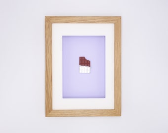Miniature chocolate in real wood frame // Unique