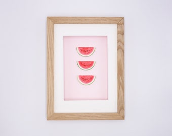 Miniature melon in real wood frame // Unique