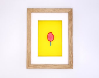 Miniature Bum Bum ice cream in real wood frame // Unique