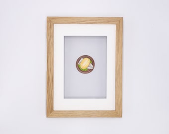 Miniature fish sandwich in real wood frame // Unique