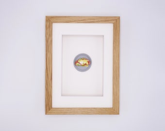 Miniature Egg Benedict in real wood frame // Unique