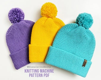 Horizontal Stitch Hats (PATTERN PDF for Addi Express Kingsize Knitting Machines or Sentro 48 Needle Knitting Machines)