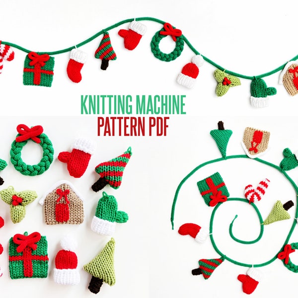 Christmas Garland & Ornament Set! (Knitting Machine Pattern for 22 Needle AddiExpress or Sentro Knitting Machines + I-Cord Knitting Machine)