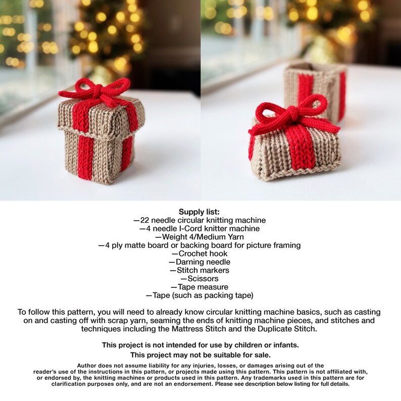 Little Gift Box Pattern Holiday Gift Box SMALL Pattern PDF for 22 Needle Addi® or - Etsy
