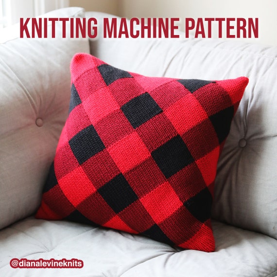 Plaid Throw Pillow PATTERN PDF for 22 Needle Circular Knitting Machines Addiexpress Professional or Sentro Etsy UK