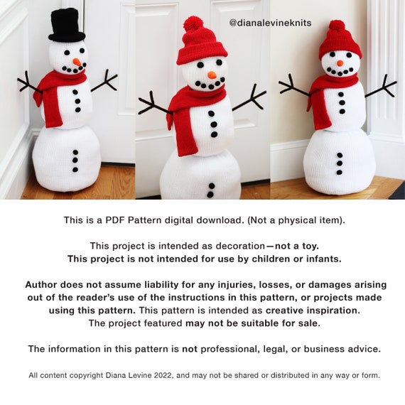 Life-size Snowman! (2.5' Tall) PATTERN PDF for 46/48 and 22 Life-size Snowman! (2.5' Tall) PATTERN PDF for 46/48 and 22