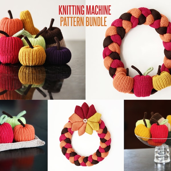 Knitting Machine Fall Pattern Bundle: Fall Wreath & Fall Centerpiece (Addi Express or Sentro 22 Needle Knitting Machine Patterns)
