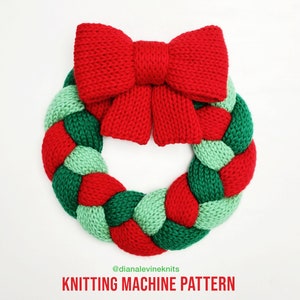 Mini Christmas Wreath! (PATTERN PDF for 22 Needle AddiExpress or Sentro Circular Knitting Machines) Size SMALL, Approximately 9"x9"