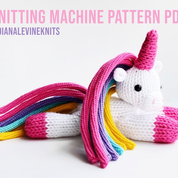 Knitting Machine Unicorn (Flying or Laying Down Position) PATTERN PDF for 22 Needle Circular Knitting Machines And I-Cord Makers