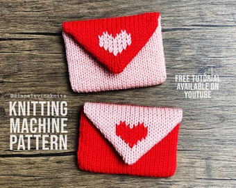 Valentine's Day Envelope Giftbags! KNITTING MACHINE PATTERN Pdf for 46 or 48 Needle Circular Knitting Machines