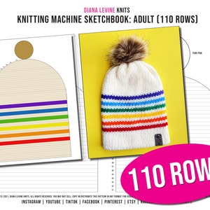 110 Rows Knitting Machine Sketchbook: ADULT HAT (48 needle machine)