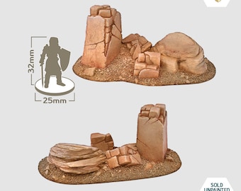 Desierto - Pilar Destruido - Modelo de Resina de Alta Calidad