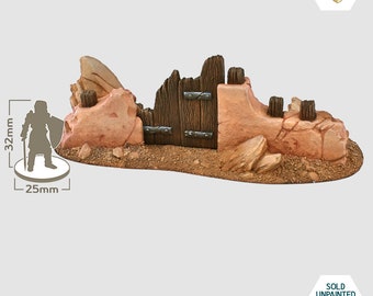Wüste - Niedrige Mauer mit Eingang - Hochwertiges Resinmodell