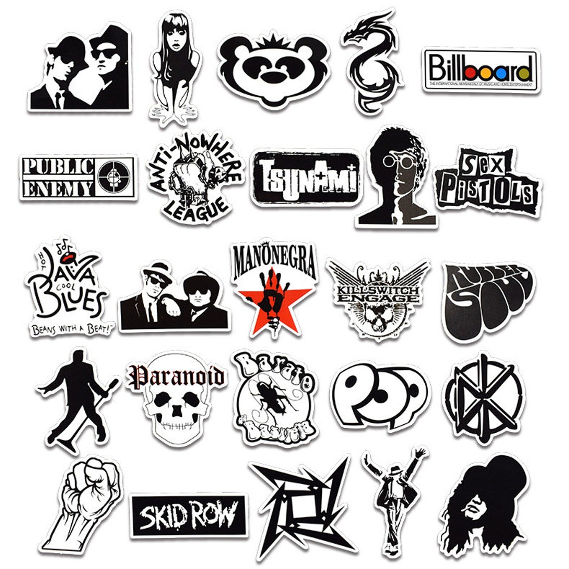 50 PCS Rock Band Logo Stickers Decal Lot Punk Music Vinyl | Etsy