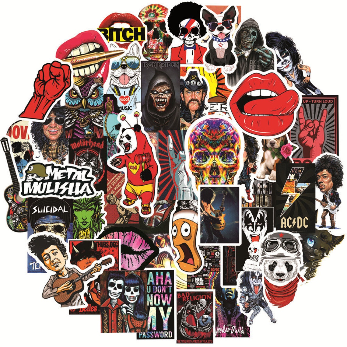 50 PCS Rock Band Logo Stickers Decal Lot Punk Music Vinyl Etsy