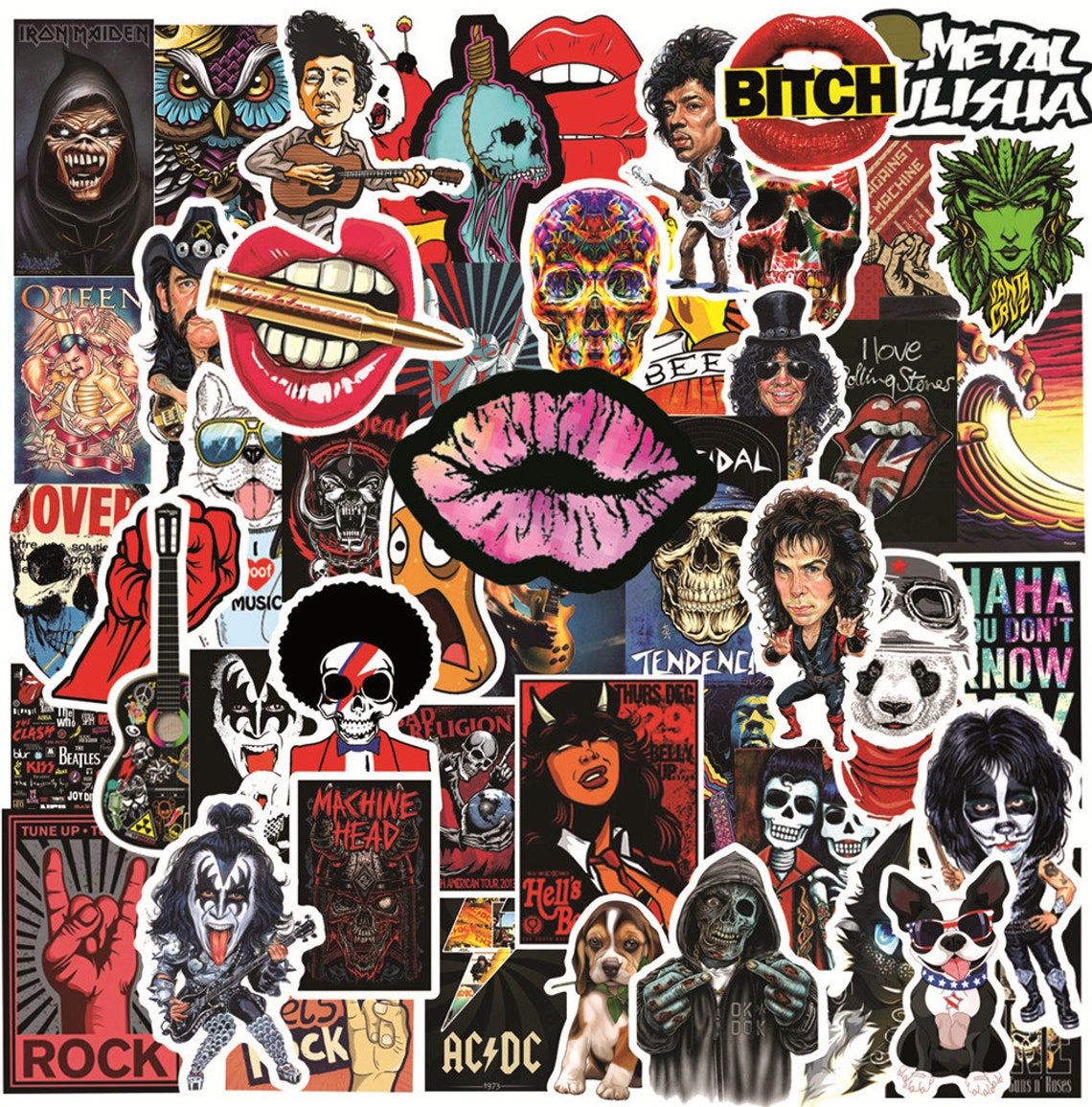 50 PCS Rock Band Logo Stickers Decal Lot Punk Music Vinyl Etsy