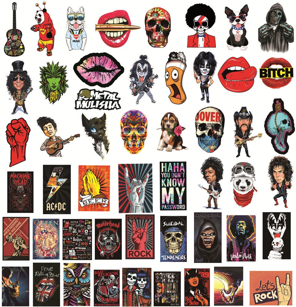 50 PCS Rock Band Logo Pegatinas Lot Punk Music Etsy
