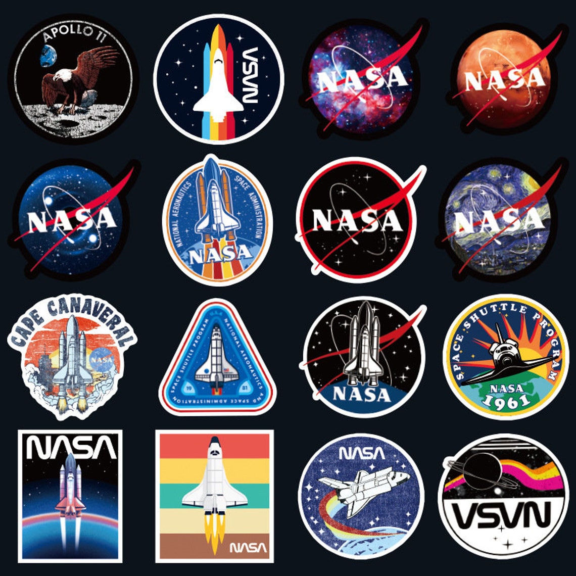 50 pcs NASA SPACE ASTRONAUTS Sticker Packs Funny space theme Etsy