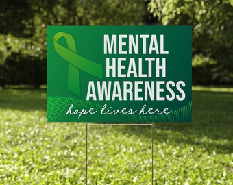 Plastic Yard Sign for Mental Health Awareness Double Sided With H-Stake CZEW17