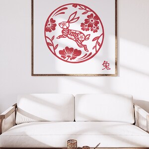 Year of the Rabbit Nursery Print, Chinese Zodiac Art, Lunar New Year Decor (Digital Download) image 5