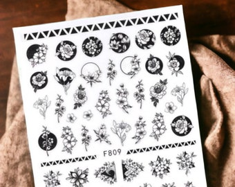 Flower Nail Stickers, Flower Nail Decal, Flower Sticker, Flower Decal, Nail Art