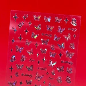 Black Butterfly Nail Stickers, Butterfly stickers, Butterfly Nail Decal,  Nail Sticker, Butterfly Sticker, Shiny Butterfly Sticker