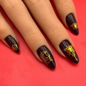 Gold Butterfly Nail Sticker, Gold Moon Nail Sticker, Butterfly Nail Sticker, Butterfly Sticker, Moon Sticker