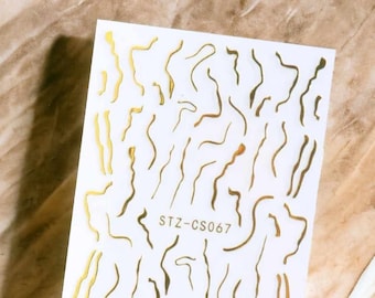 Gold Crackle Nail Sticker, Ornament Nail Sticker, Nail Sticker, Golden Nail Sticker, Crackle Nail Sticker, Gold Lines Nail Sticker