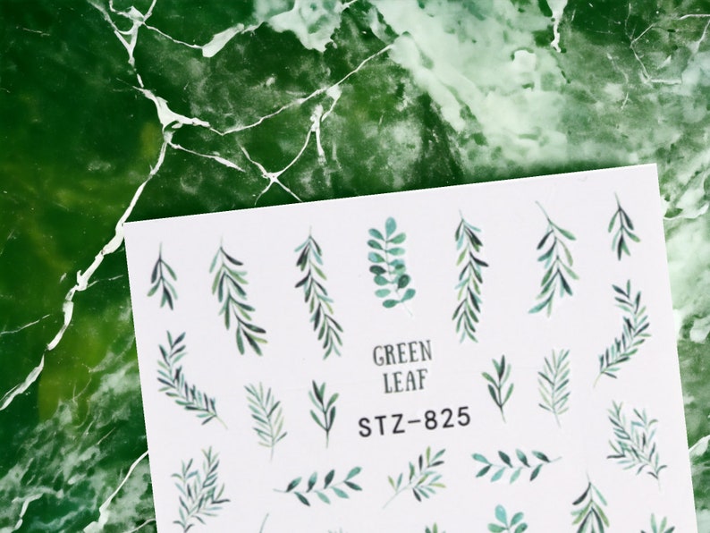 Nail Art Water Decals Stickers Green Leaves Water Decal - Etsy