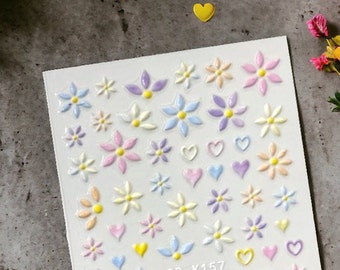 Colorful Flower Nail Stickers, Flower Nail Stickers, Colorful Flower Nail Decals, Pastel Flower Nail Stickers, Colorful Flower Nail Stickers