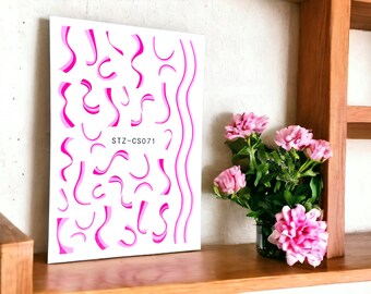 Pink Swirls Nail Sticker, Swirls Nail Decal, Nail Decal, Pink  Nail Stickers, Self Adhesive Decal, Pink Swirl Stickers