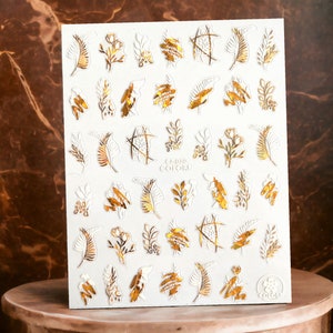 Gold Leaves Nail Sticker, Leaves Nail Sticker, Gold Nail Stickers, Leaves Sticker, Leaves Decal, Nail Stickers, Nail decals