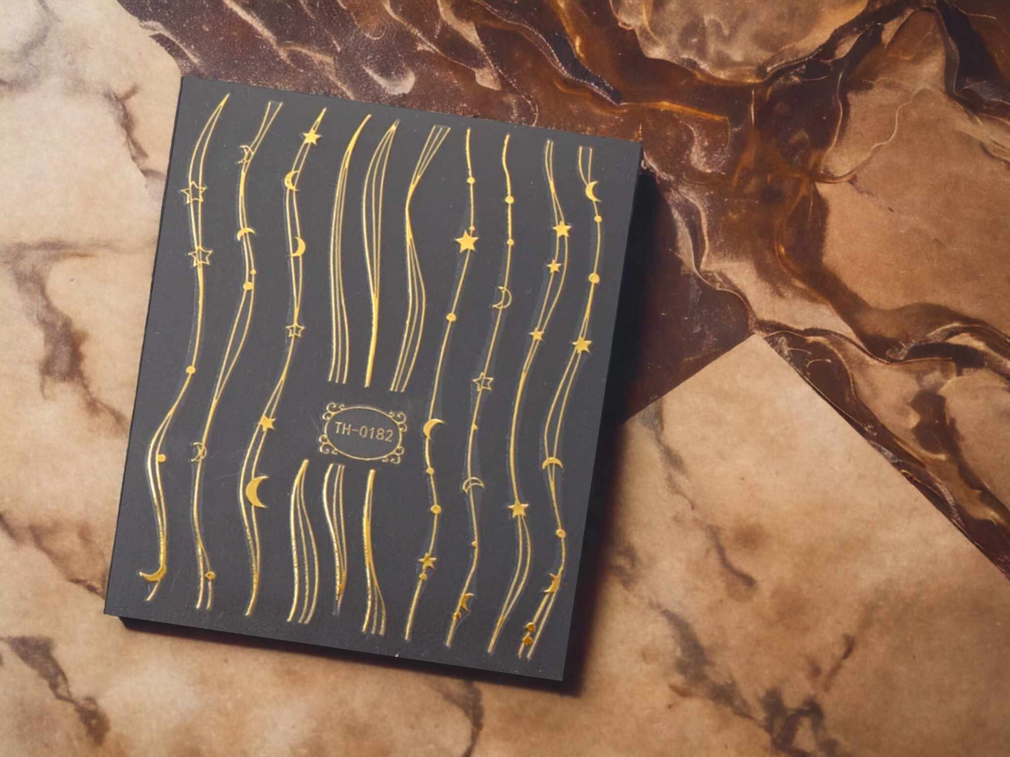 Golden Moon and Star Nail Sticker, Moon Nail Sticker, Star Nail Sticker