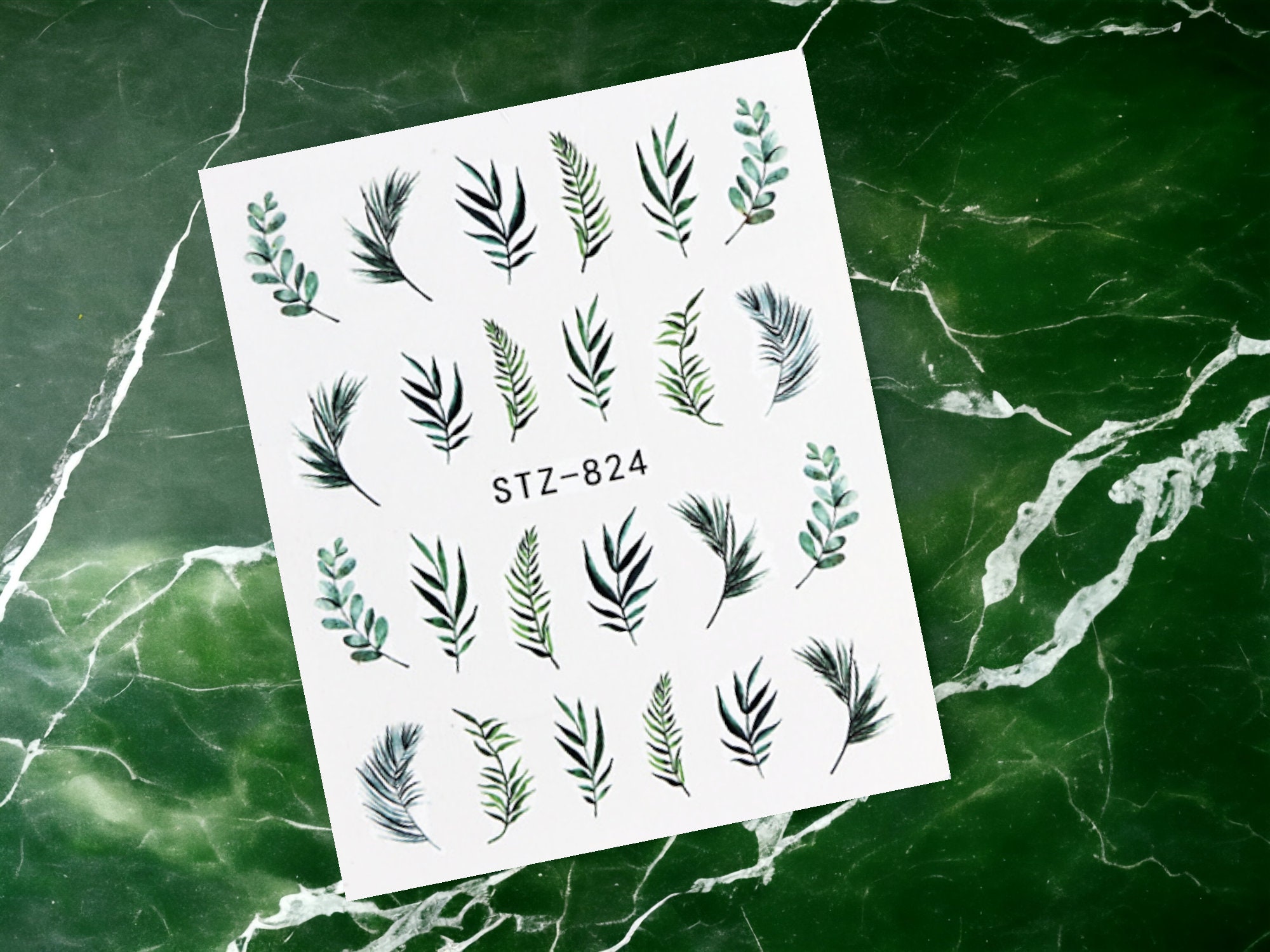 Nail Art Water Decals Stickers Green Leaves Water Decal - Etsy
