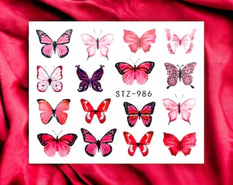 Pink Butterfly Water Decal Sticker, Butterfly Water Decal Nail Sticker, Butterfly Sticker, Btterfly Nail Sticker, Nail Sticker