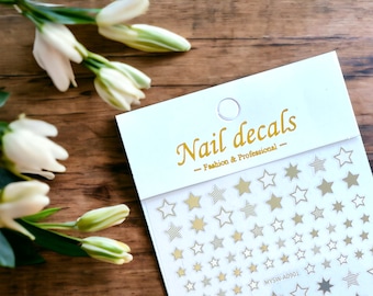 Silver Stars Nail Stickers, Silver Stars Nail Decals, Silver Star Stickers, Silver Star Decals,  Star Stickers, Star Decals, Nail Stickers