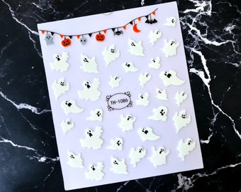GLOW IN DARK Halloween Stickers, Ghost Sticker, Ghost Nail Sticker,  3D Nail Stickers, Halloween Nail Stickers, Glowing Ghost Sticker