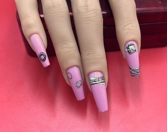 Silver Heart Nail Sticker, Heart Nail Sticker, Silver Start Nail Stickers, Silver Shapes Nail Sticker
