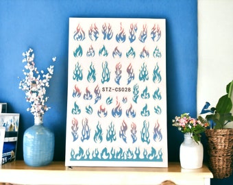 Blue Fire Nail Sticker, Blue Fire Sticker, Blue Fire Nail Decals, Blue Fire Decal, Fire Sticker, Fire Decals, Fire Nail Sticker