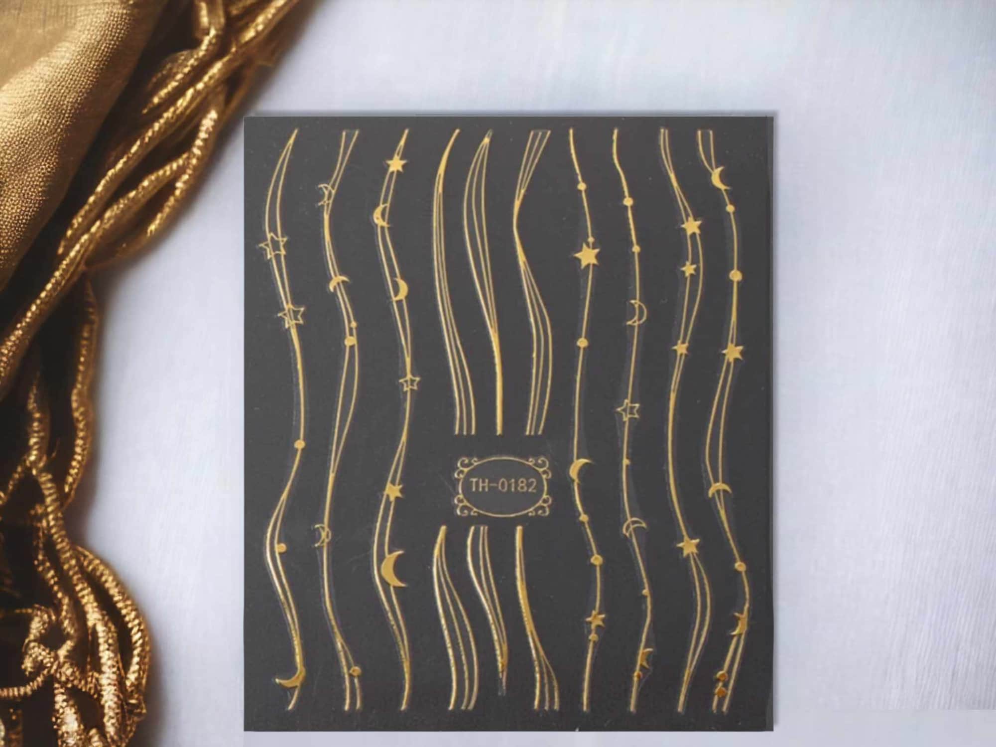 Golden Moon and Star Nail Sticker, Moon Nail Sticker, Star Nail Sticker