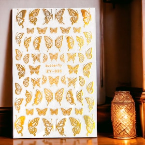 Gold Butterfly Sticker, 3D Butterfly Sticker, Butterfly Nail Sticker, Gold Butterfly Nail Sticker, Butterfly Nail Decal, Nail sticker
