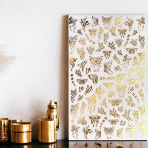 Gold Butterfly Sticker, 3D Butterfly Sticker, Butterfly Nail Sticker, Gold Butterfly Nail Sticker, Butterfly Nail Decal, Nail sticker
