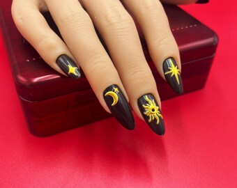 Gold Stars Nail Sticker, Heart Nail Sticker, Golden Start Nail Stickers, Gold Heart Nail Sticker