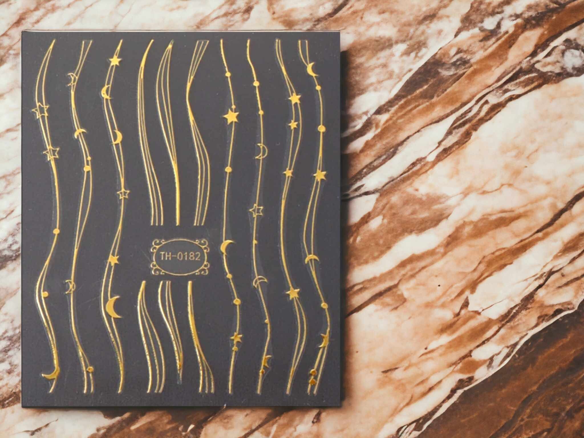 Golden Moon and Star Nail Sticker, Moon Nail Sticker, Star Nail Sticker