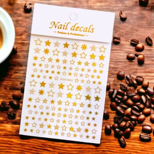 Gold Stars Nail Stickers, Gold Stars Nail Decals, Gold Star Stickers, Gold Star Decals,  Star Stickers, Star Decals, Nail Stickers