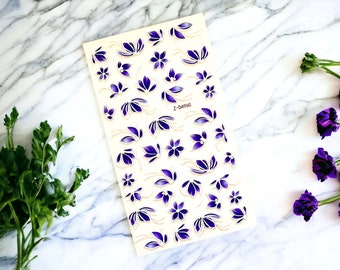 Blue Flower Nail Stickers, Flower Nail Stickers, Flower Nail Decals, Flower Nail Sticker, 3D Nail Sticker, Nail Sticker, Flower Sticker